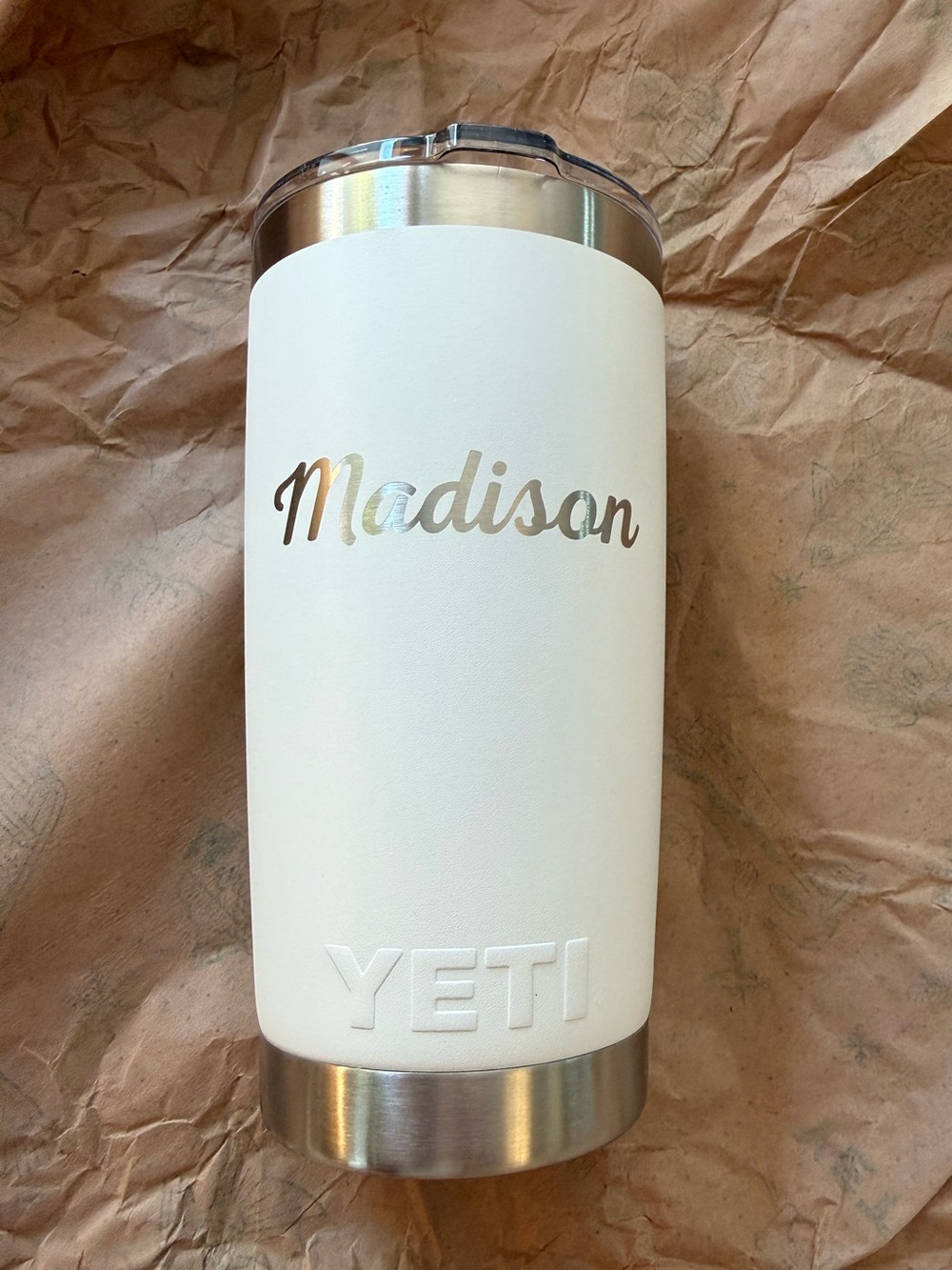 YETI Rambler® 20 oz
Tumbler Tumbler White with Custom "Madison" Engraving